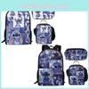 Adorable Stitch Backpack For Kids With Lunch Bag And Pencil Case Durable Polyester