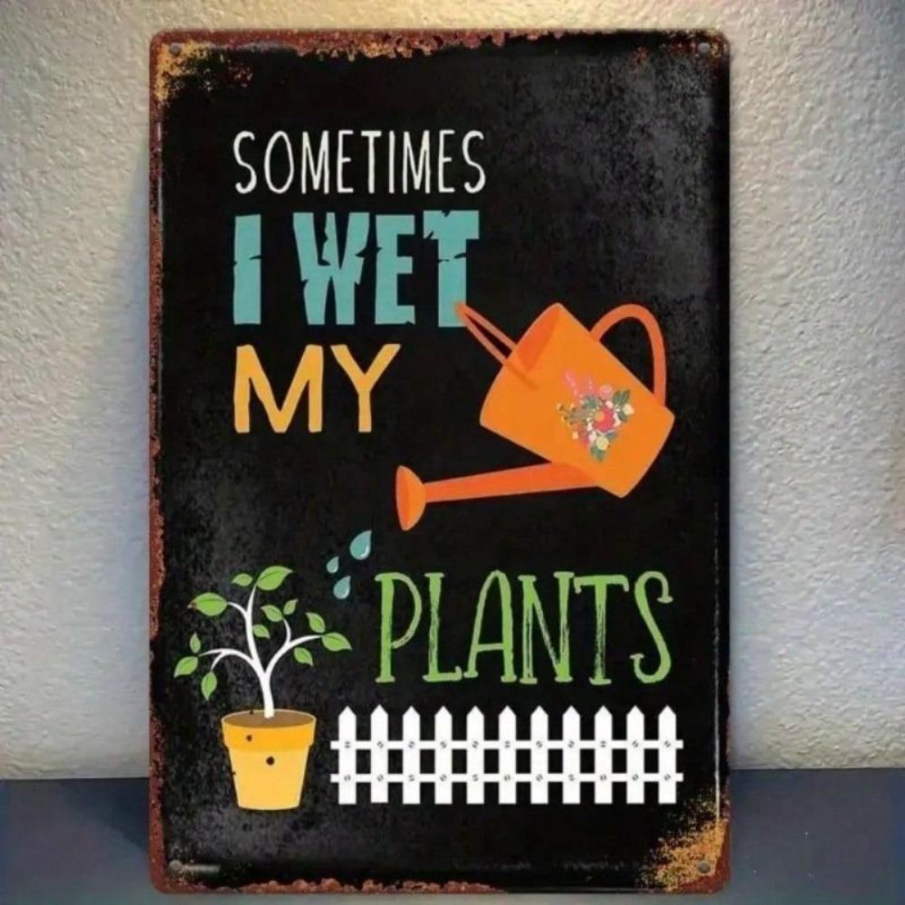 Metal Wall Art Vintage Garden Sign Water Plants Decor for Home Bar Cafe