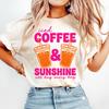 Iced Coffee Sunshine Shirt, Summer Vibe T-shirt, Coffee Lover Gift, Cute Vacation Outfit, Coffee Summer Apparel, Iced Coffee Graphic Tee