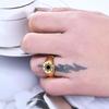 European & American 12MM Engraved Sun Stainless Steel 18K Gold Women's Ring - Fashionable, Hot-Selling, Cross-Border Design.