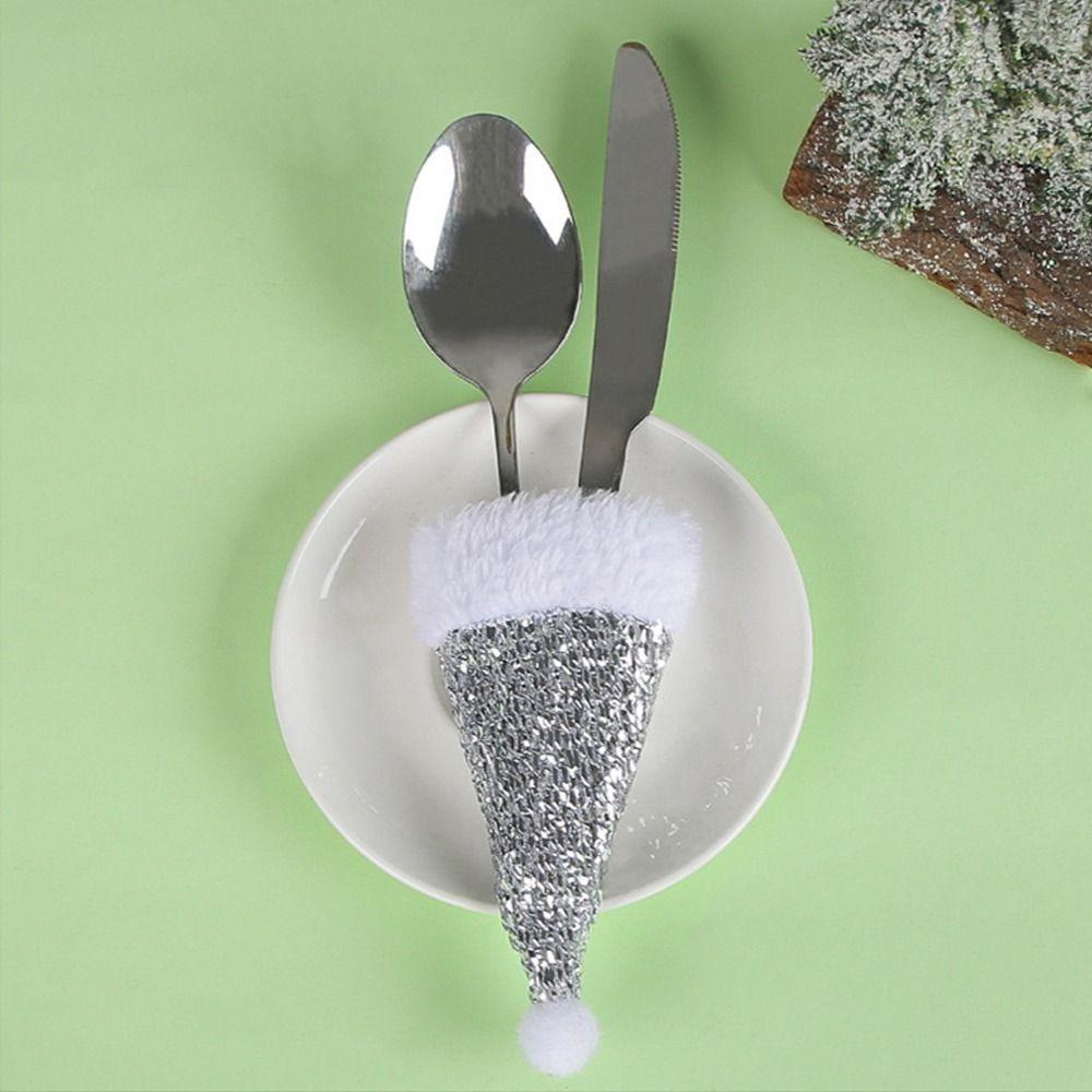 10pcs Handmade Christmas Cutlery Holder Funny Xmas Tableware Storage Bag  New Year Festival Gifts