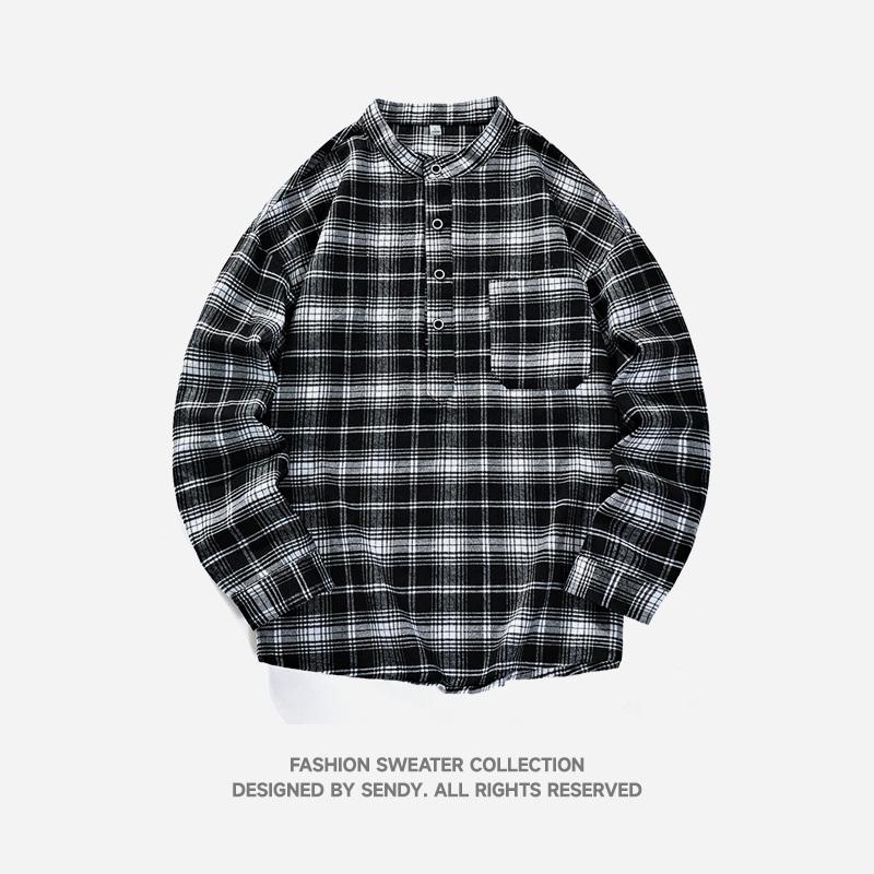 

Новая весенне-осенняя мужская толстовка, повседневная, универсальная, для молодых и красивых, пуловер, клетчатая рубашка с длинным рукавом M чёрный