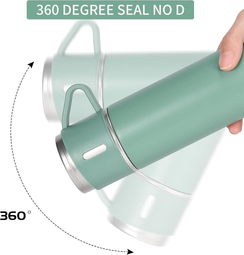 3 In 1 Set of 500ml Water Bottle +2 3lid Tumbler Stainless Steel Wine Thermos Glass Cup Vacuum Insulated Beer Mug Gift