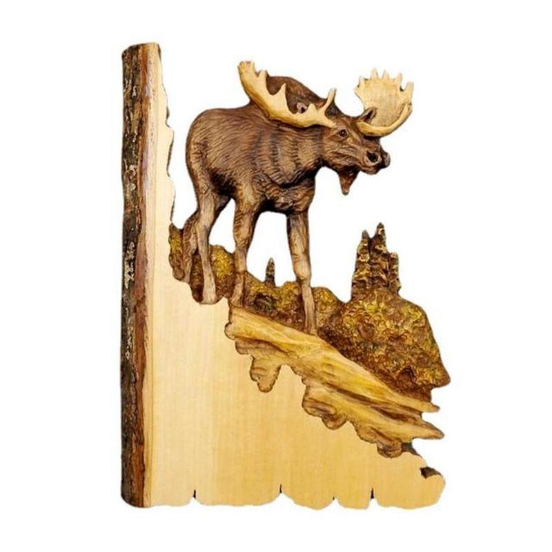 Animal Carving Handcraft Gift Wall Hanging Decor Handmade Wood Handicraft for Wild Nature Lover House Decoration
