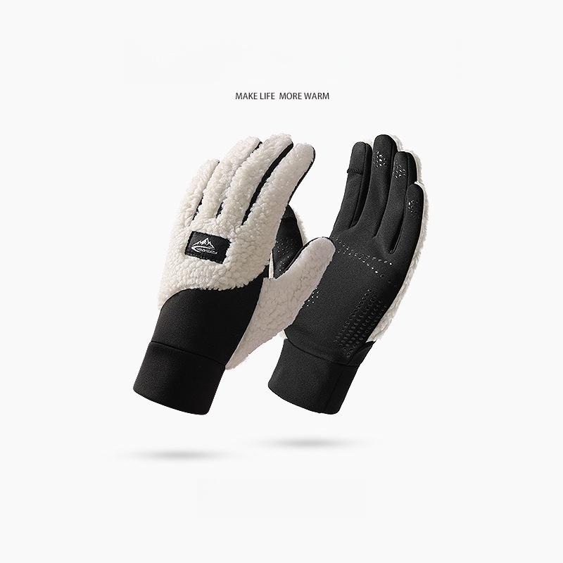Winter Warm Knitted Gloves Womens Thickened Velvet Outdoor Use Riding Wind Resistant Coldproof Flip Finger Touch Screen Gloves Skiing M