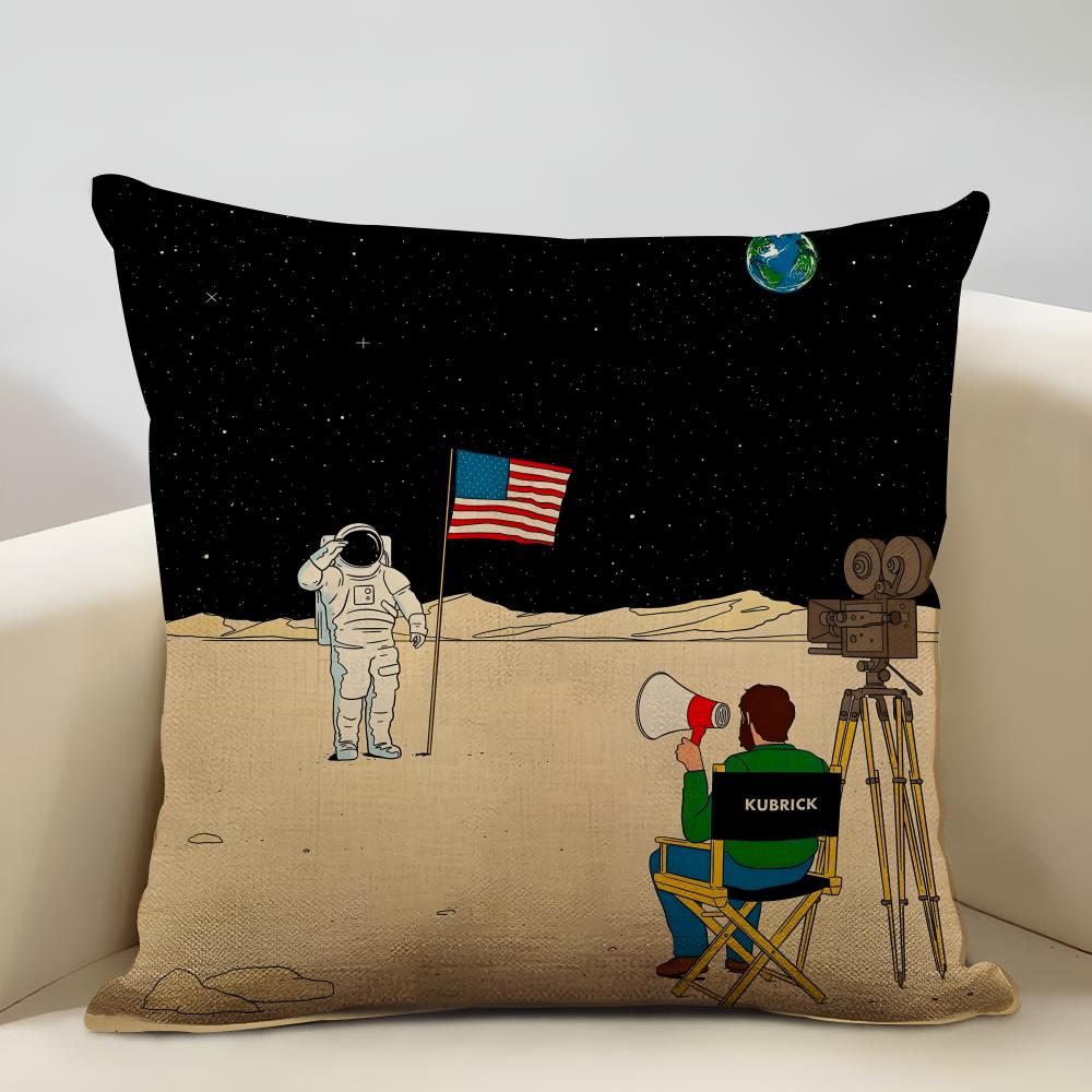 Planet Illustration Cushion Cover Household Decoration Linen Sofa Cushion Cover: Skin-Friendly & Breathable With Invisible Zippe