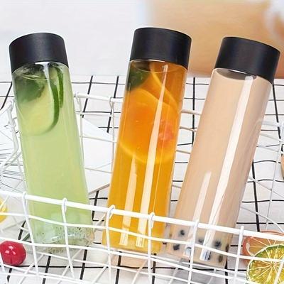 6pcs Plastic Bottles, 400ml Clear PET  Bottles With Lids, Milk And Other Beverage,Restaurant  Camping PartyDrinkware Accessories