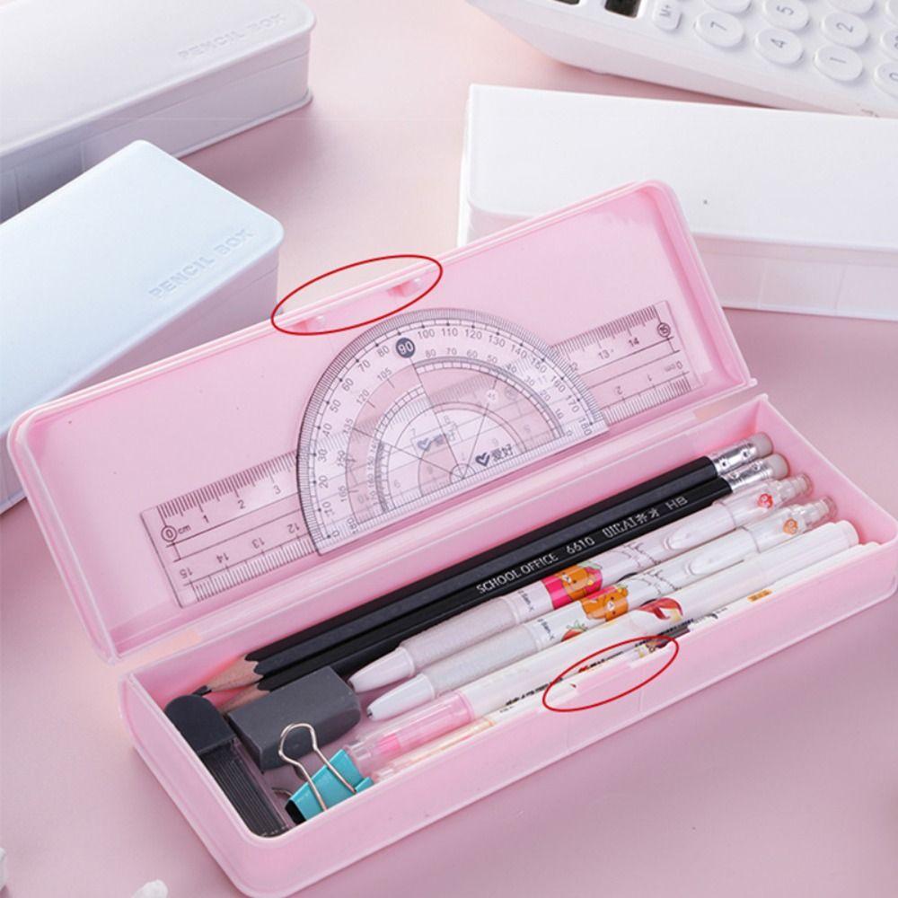 High Quality Plastic Pencil Case Portable Large Capacity Stationery Case Pen Box Elementary Students