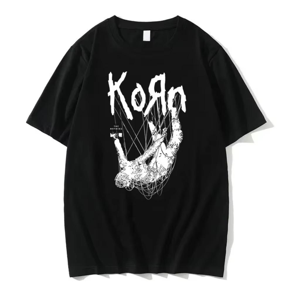 American Singer Band Korn Print Graphic T-shirt Summer Short Sleeve Tees Tops Streetwear Casual Pure Cotton T Shirts Men's