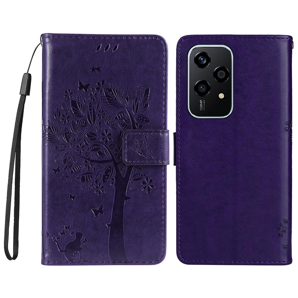 For Honor 200 Lite Phone Case with Stand Cat Tree Pattern Leather Wallet Mobile Cover