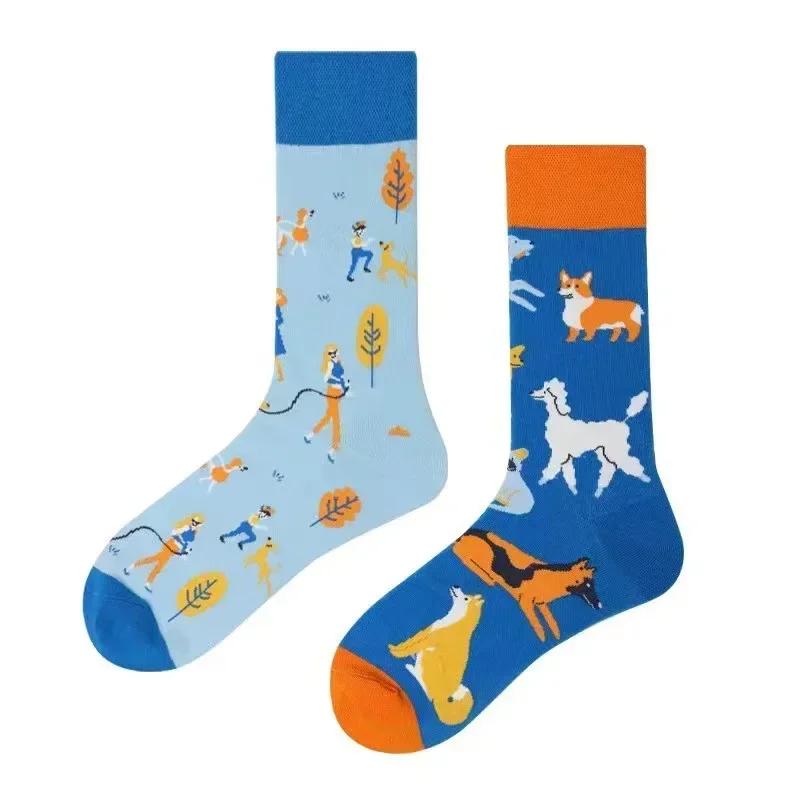 Original Design AB Mandarin Duck Asymmetric Socks Ins Street Cartoon Creative Animal and Plant Fruit Fashion Sports Cotton Socks