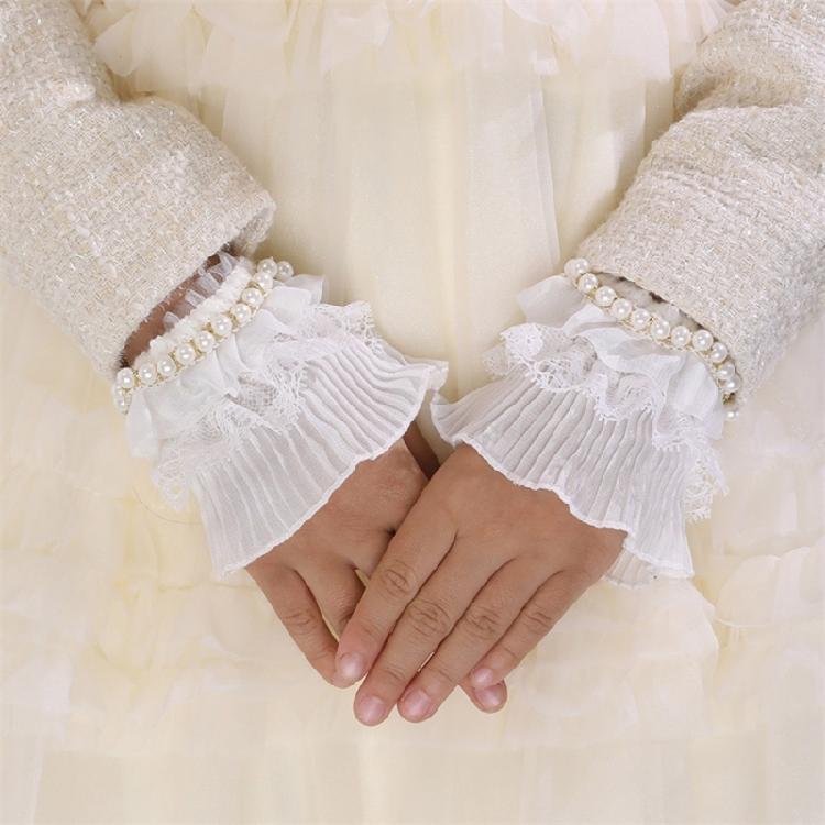 Lace Wrist Cuffs Pair for Historical Costume Parties Decorative Bowknot Lace Wristband for Cosplay and Fashion