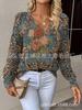 Neues bedrucktes V-Ausschnitt-Oberteil Damen beliebter Pullover Langarm Frühling und Herbst Pullover