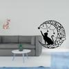Elegant Cat Sculpture Wall Ornament Unique Black Figurine for Fireplace And Lover Home Decor
