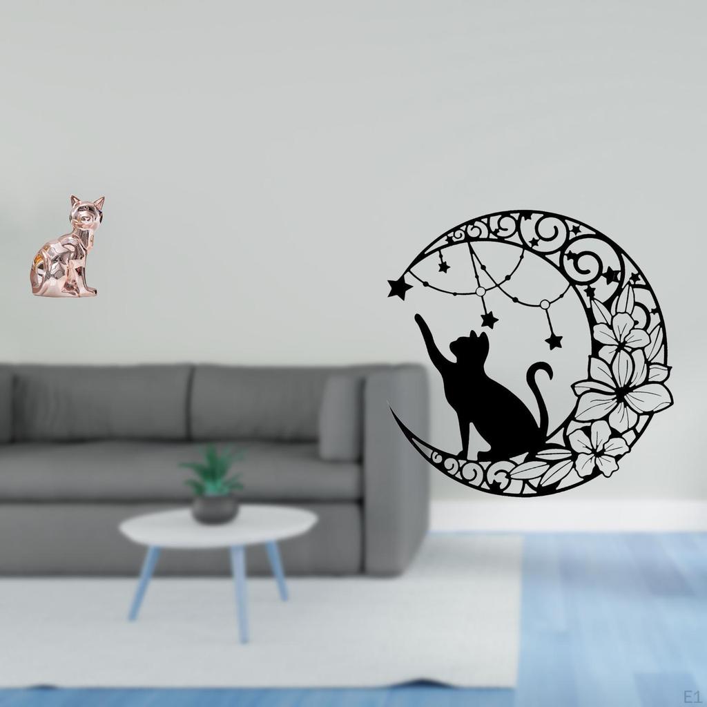 Elegant Cat Sculpture Wall Ornament Unique Black Figurine for Fireplace And Lover Home Decor