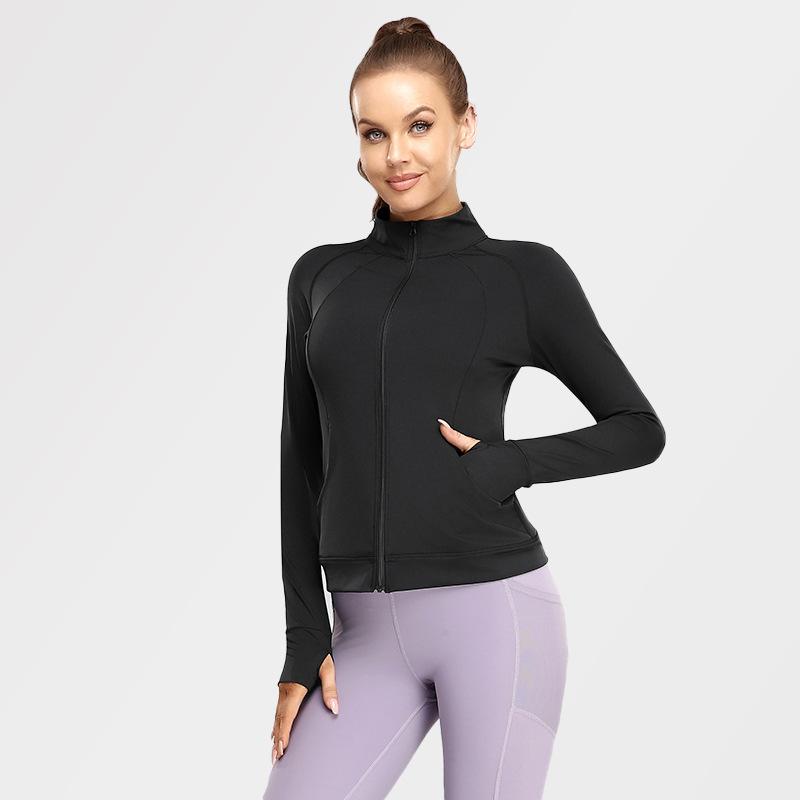 

Women s Slim-Fit Elastic Yoga Jacket Long-Sleeve Fitness Top M чорний
