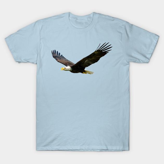 

Men Black Print T-shirt Bald Eagle In Flight No-Cut Transfer Paper Print Cotton Tshirt M світло-синій колір