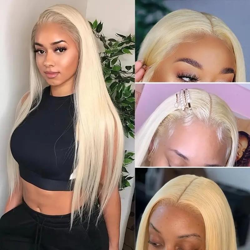 Womens Lace Front Straight Wig In Golden Color Synthetic Hair Medium To Long Length Natural Look