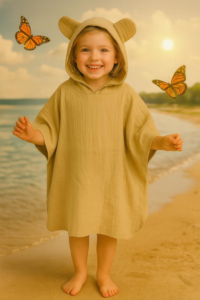 Children' Muslin Cape 110-116 Children' Beach Poncho Beige