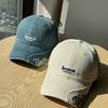 New fashion side-letter vintage distressed soft-top baseball cap for women, spring and summer sun protection hat, duckbill cap for men