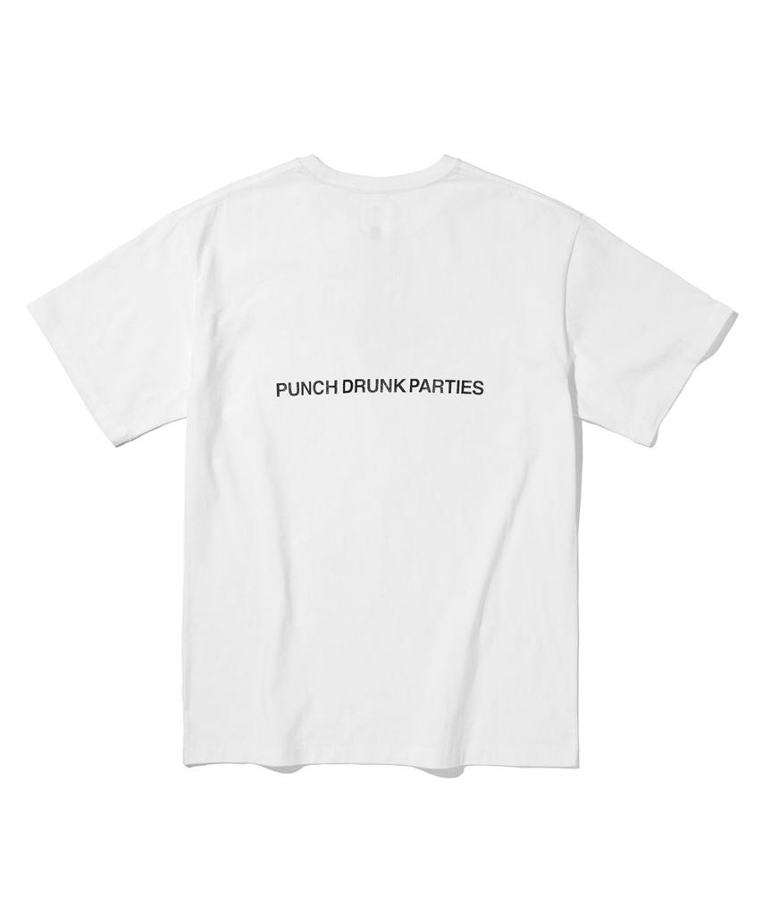 Punched Drunk Parties Circle Logo Narrow Tee (White)