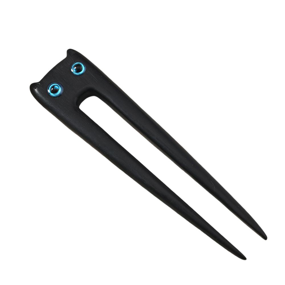 

Винтажная заколка для волос в виде кошки из сандалового дерева, деревянная палочка для волос в виде кошки из черного дерева, ювелирные изделия для мальчиков/девочек Style C