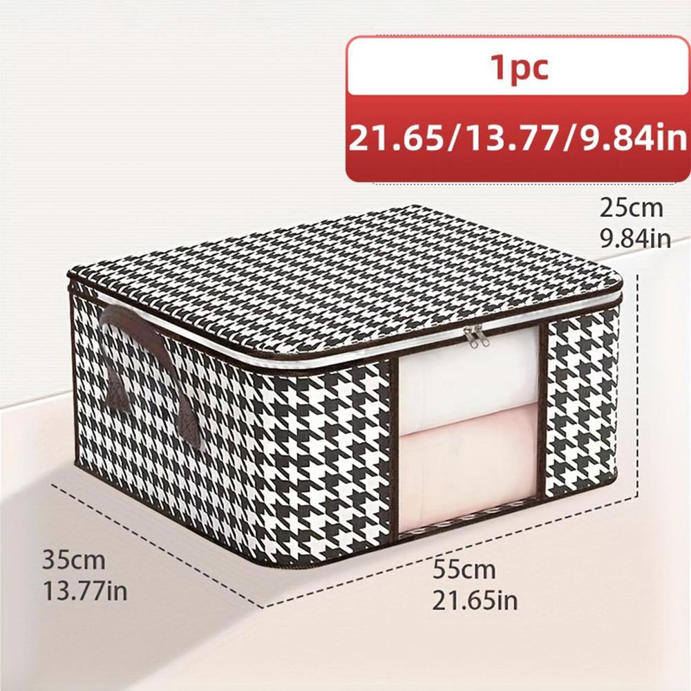 Visible Large Capacity Storage Box Portable Household Clothes Organizer With Handles Foldable Dustproof Quilt Zipper Container