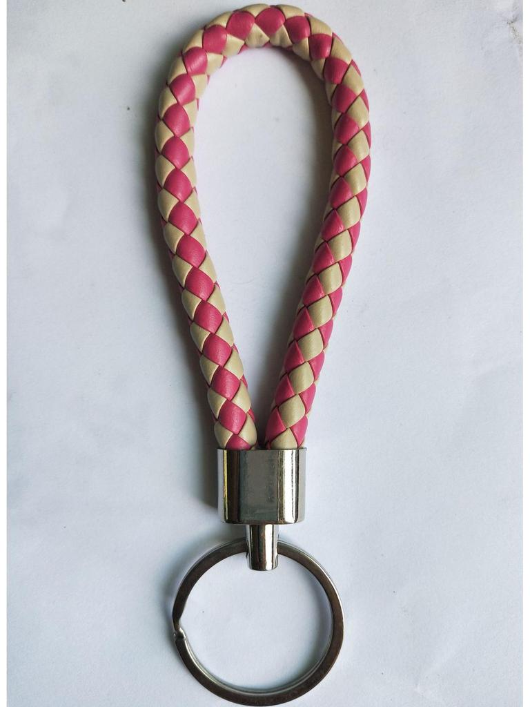 Woven Leather Cord Metal Keychain Pendant