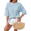 2026 Summer New TK Women's Round Neck Pullover Simple Versatile Striped Short Sleeve T-Shirt