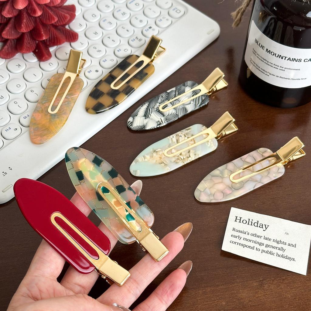 Trendy Oversized Acetate No Trace Hair Claw Versatile Plaid Hair Clip For Women