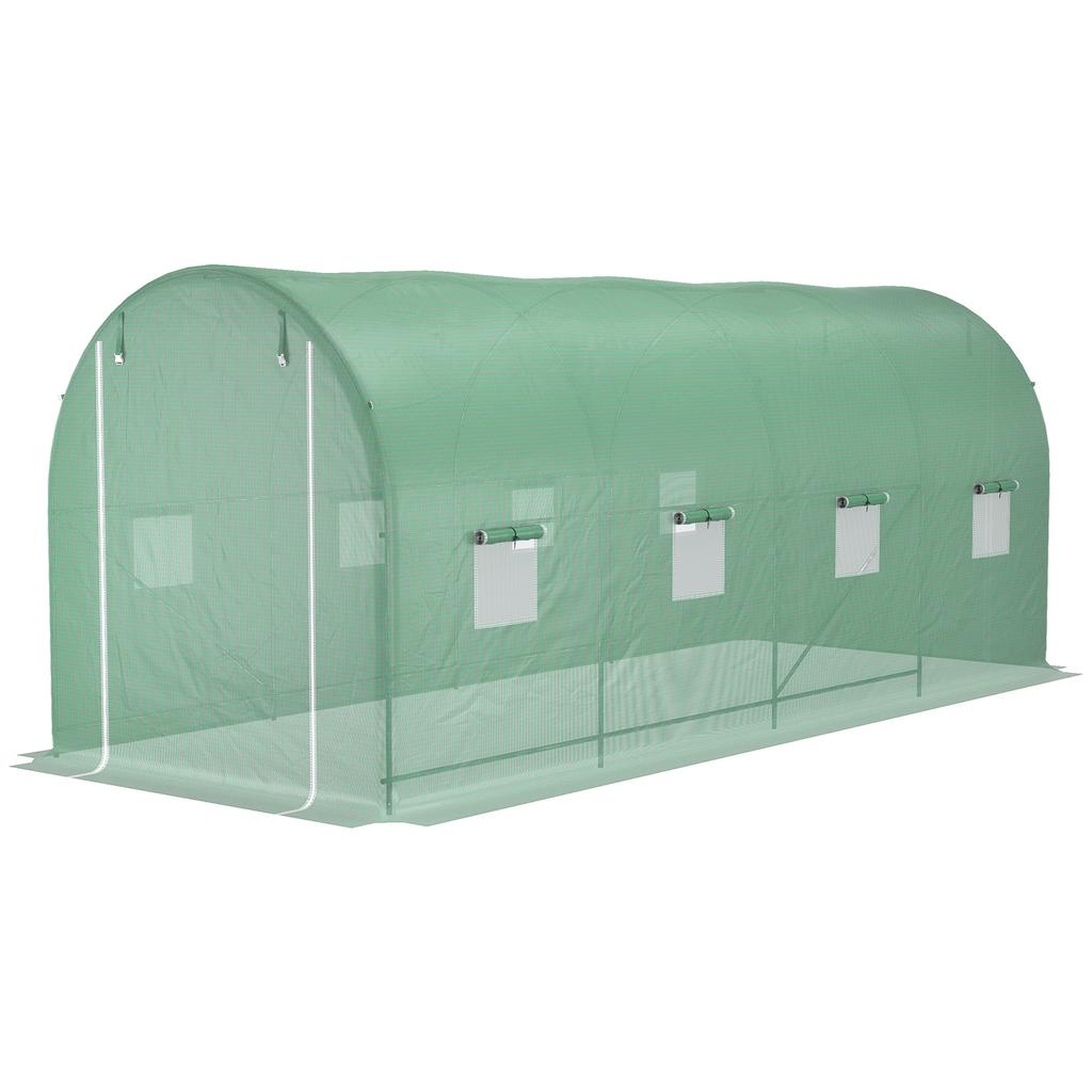 Greenhouse Foil Greenhouse Tomato House with Door, 8 Windows, Foil Tunnel made of Galvanized Steel, PE, Sturdy Greenhouse Plan