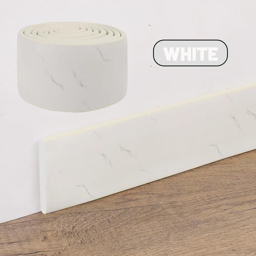 

2/4/6M Self Adhesive Skirting Line 3D Anti-collision Wall Sticker NBR Soft Wall Trim Lines Home Bedroom Waterproof Corner Decor Strips 2M-(1 Roll) білий