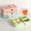 1pc Wheat Straw Leak Proof Plastic Three Grid Lunch Box, Portable Lunch Box, Microwave and Dishwasher Compatible