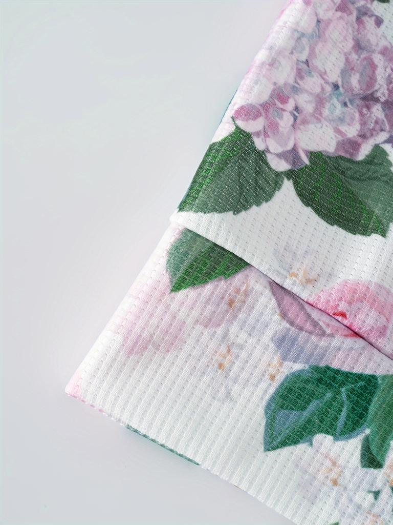 Printed Design Casual Style Pink Roses And Green Leaves Hooded Jacket
