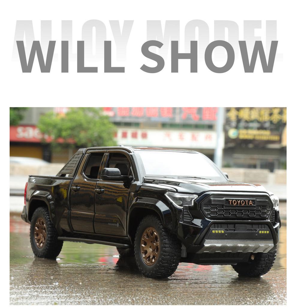 1/22 TOYOTA Tacoma Alloy Pickup Car Model Diecast Metal Off-Road Vehicles Car Model Simulation Sound and Light Children Toy Gift