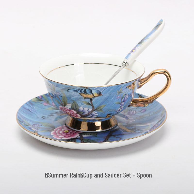 

European Bone China Coffee Cup and Saucer Set - High-End Afternoon Tea Gift 250 ml