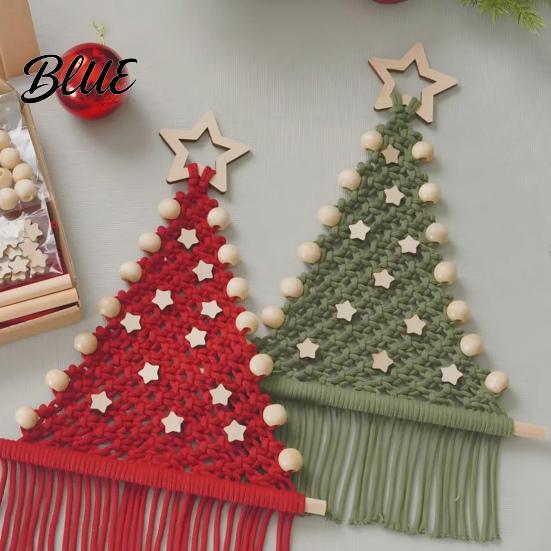 Unique DIY Christmas Trees Boho Make 2 Tree Kit Presents Braided Cotton Rope Knot Craft