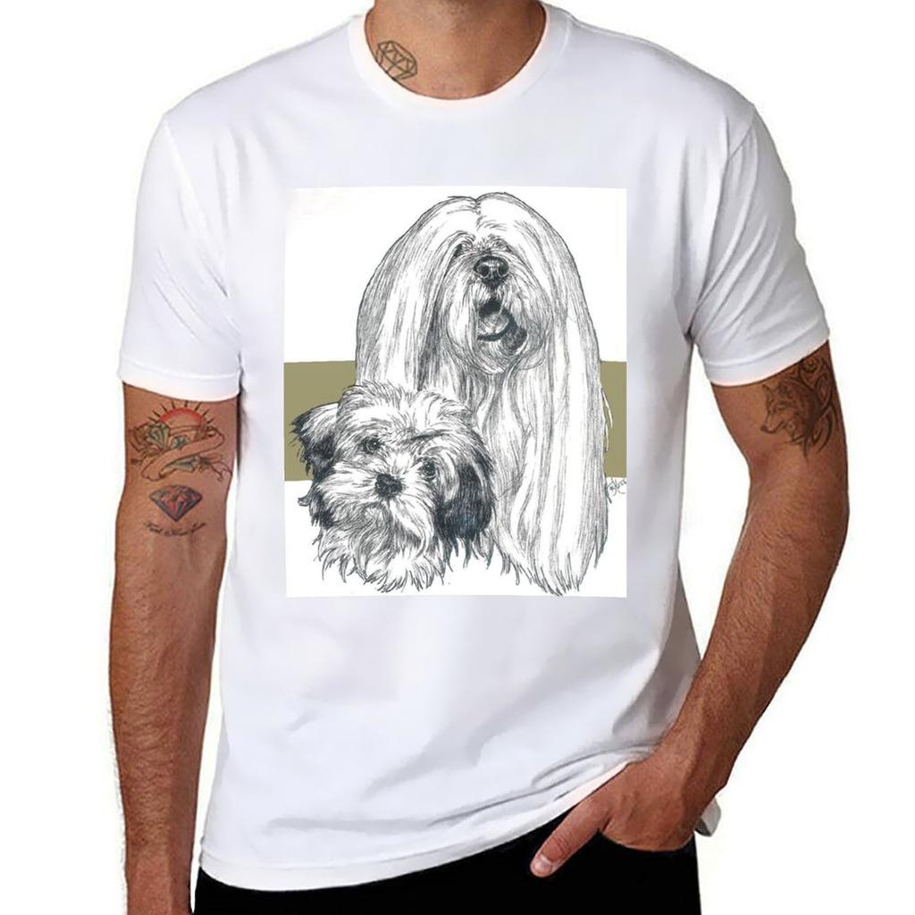 Lhasa Apso Father  Son TShirt Cotton Man Tshirts Anime T Shirts Luxury Man Plain T Shirts Men