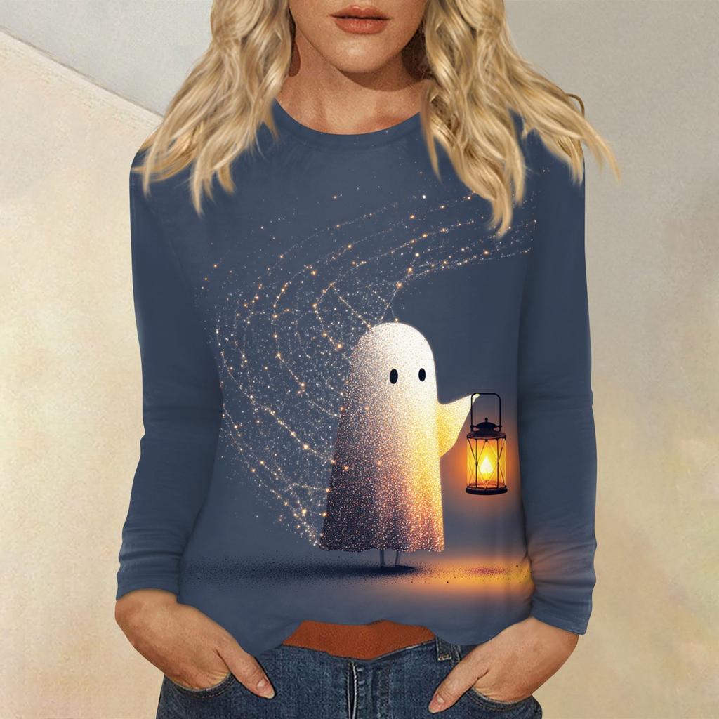 Women's Daily Casual Long-sleeved Printed O-neck Top