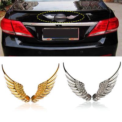 Car Auto Motorcycle Body Sticker 3D Eagle Angel Wings Badge Style Metal Aluminum Decals Silver/Gold Exterior Accessories