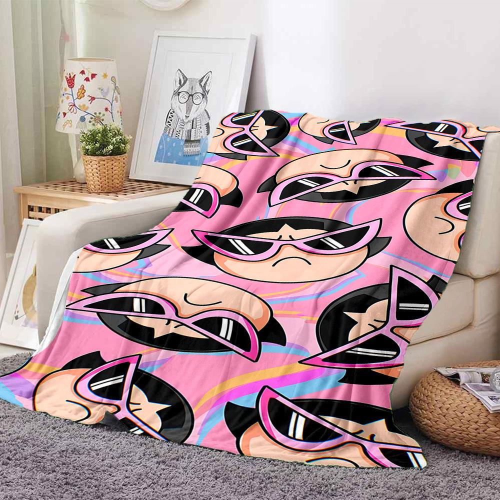 1pc Powerpuff Girls Flannel Blanket, Soft Skin Friendly with Digital Printing, Various Sizes Available for Family, Friends, Birthday