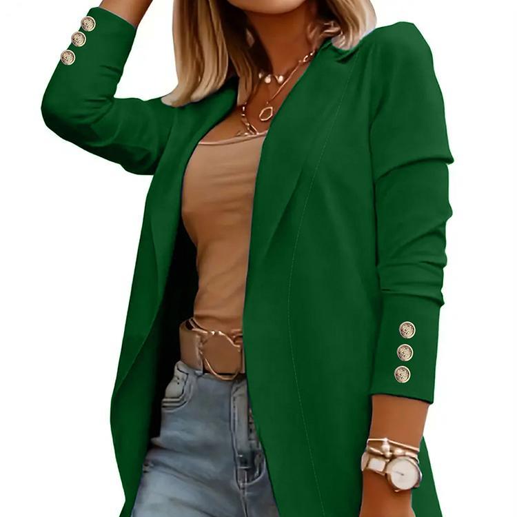 Herbst Winter Frauen Mode Einfarbig Revers Anzug Jacke Büro Freizeit Anzug
