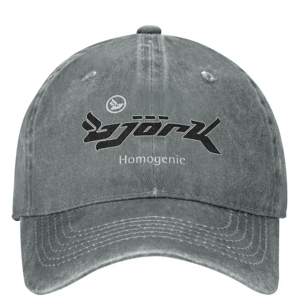 Lässige Björk Homogenic Logo Schwarz Weiß Baseballkappen Unisex Damen Used Denim Snapback Hut Outdoor Laufen Golf