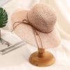 New Paper Straw Handmade Crochet Bucket Hat For Women Wide Brim Belt Foldable Summer Sunshade Breathable Beach Fisherman Cap