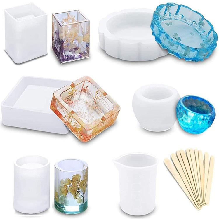 10/18/28pcs Dripping Glue Resin Silicone Mold Pendant Cube Measuring Cup Mixing Wood Stick Measuring Cup Tool Set
