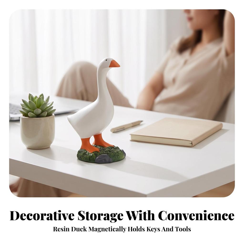 Duck Figurine with Key Hanger Playful Quirky for Shelf