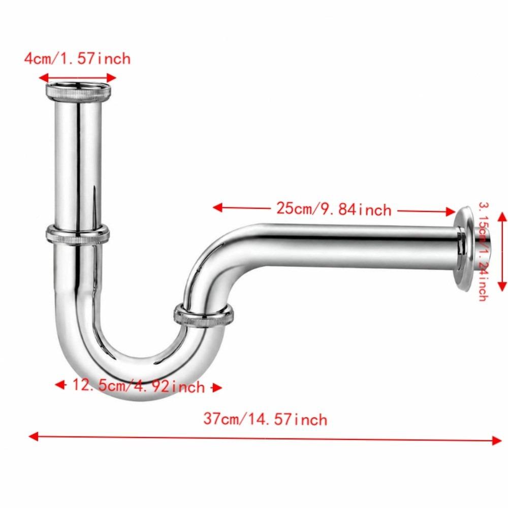 G1-1/4in Size P-Trap Kit U-Shape Design Sink Waste Trap Drain Pipe Replacement Plumbing Repair