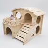 Small Animal Wooden Hut Luxury Villa House Two Layers for Dwarf Mouse Rat Gerbil
