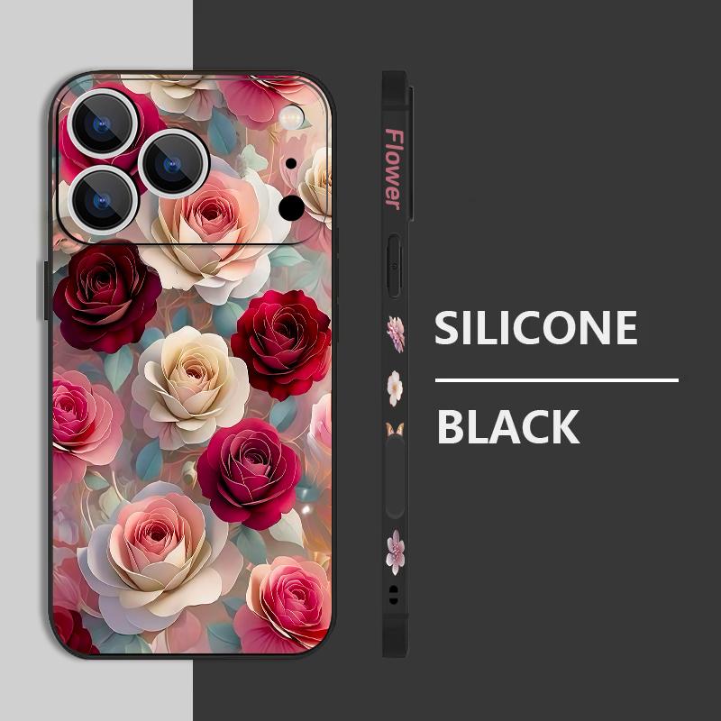 Oil Painting Rose Flowers Lanyard Case For iPhone 17 Pro Max Soft Silicone Cover For iPhone 16 Pro Max Funda iPhone 15 14 13 12 11 16E