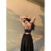 Sweet and spicy backless floral suspender dress fairy summer high-end sexy temperament waist seaside vacation dress